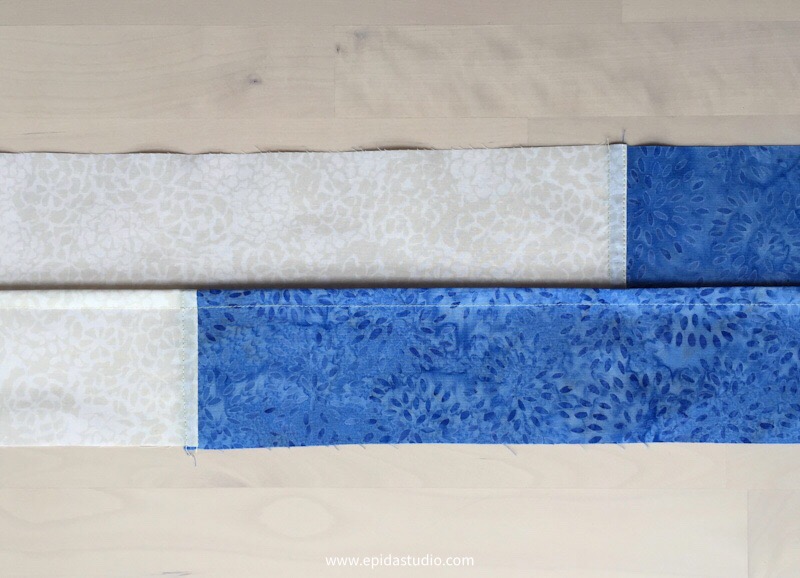 stitched fabric with seam pressed open.