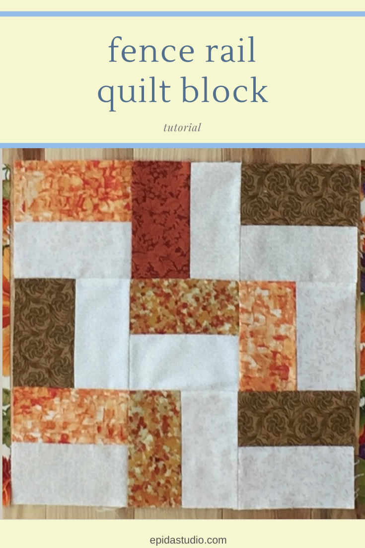 Simple Rail Fence quilt block tutorial | Epida Studio