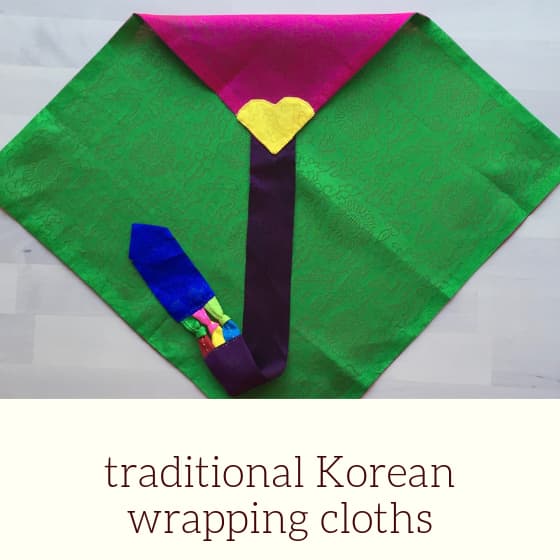 open pojagi with title "traditional Korean wrapping cloths"