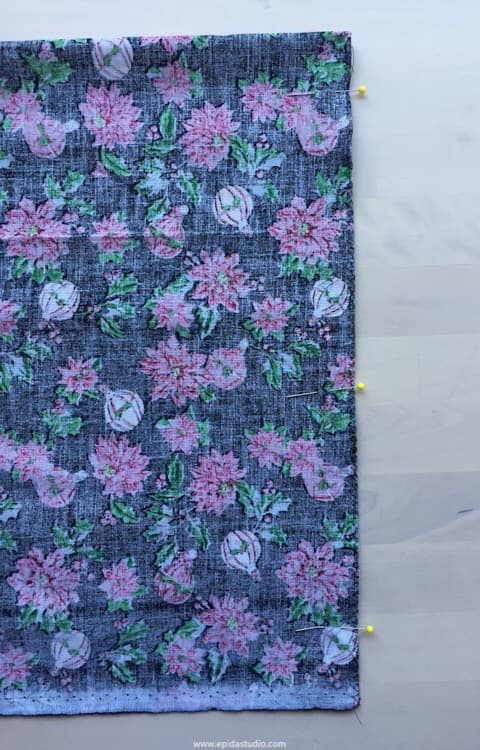 side seam of the gift bag.