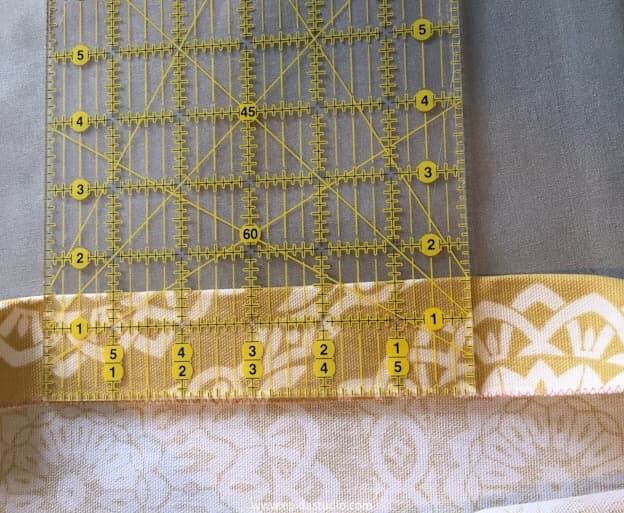 fold over for top hem of cloth bag.