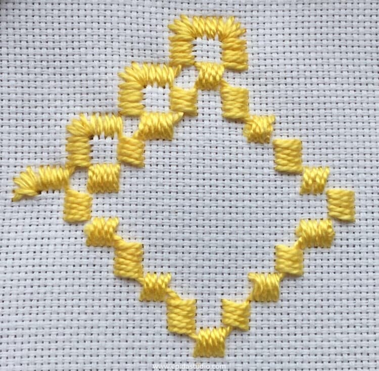 back side of hardanger embroidery.