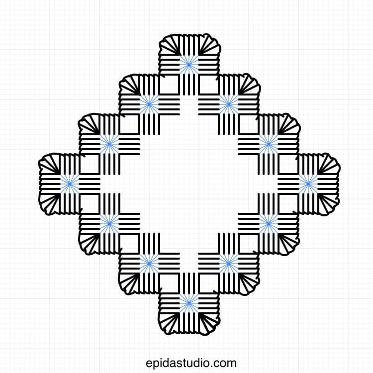 hardanger chart highlighting eyelets.