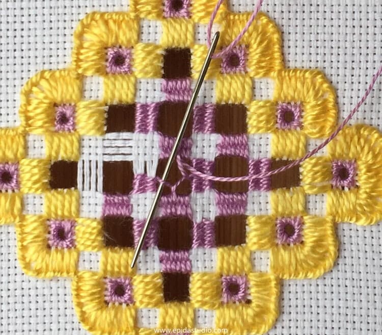 finishing the dove's eye.