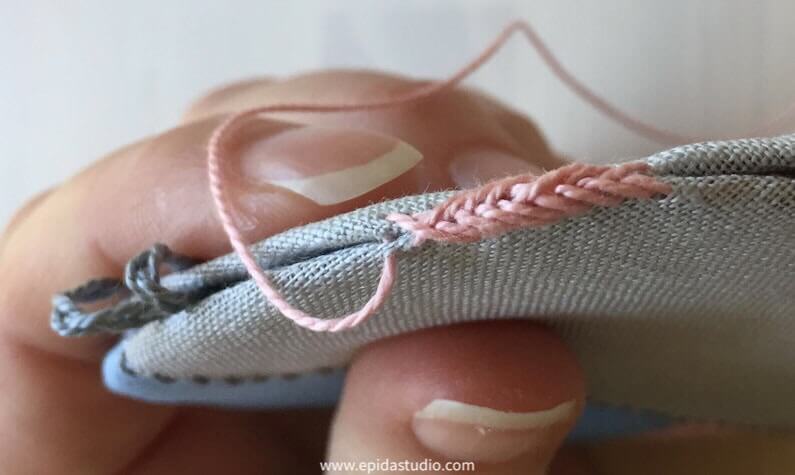 close up of edge stitch