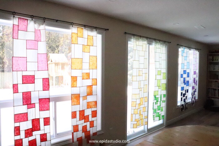 rainbow pojagi curtain set
