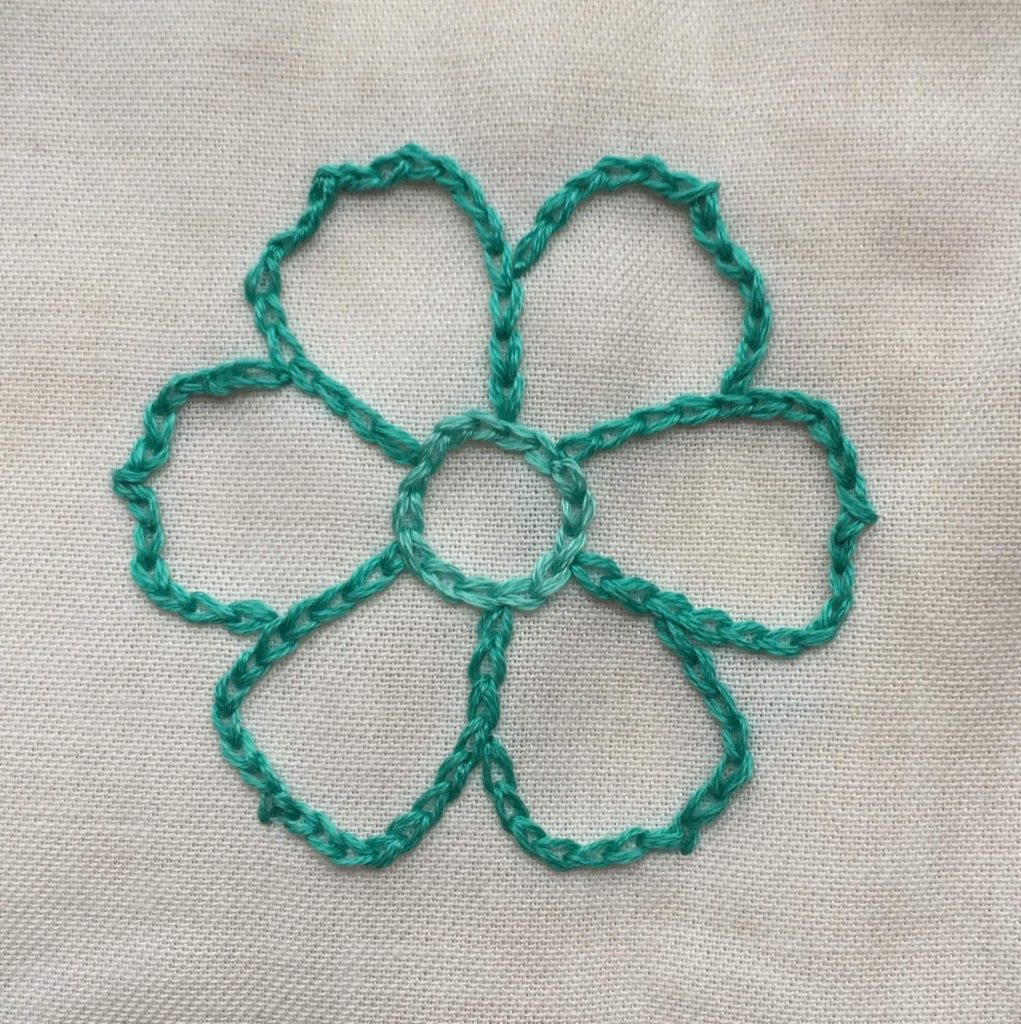 flower embroidered with chain stitch