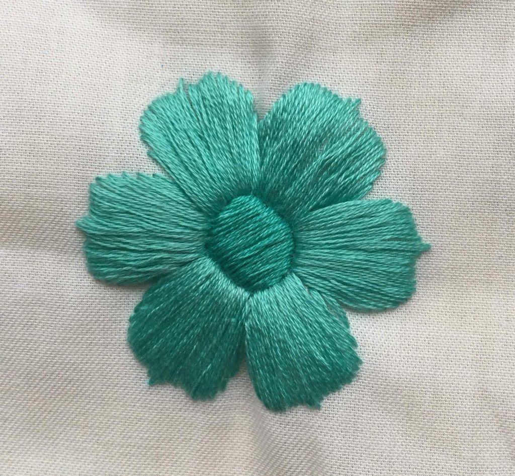 embroidered flower with satin stitch
