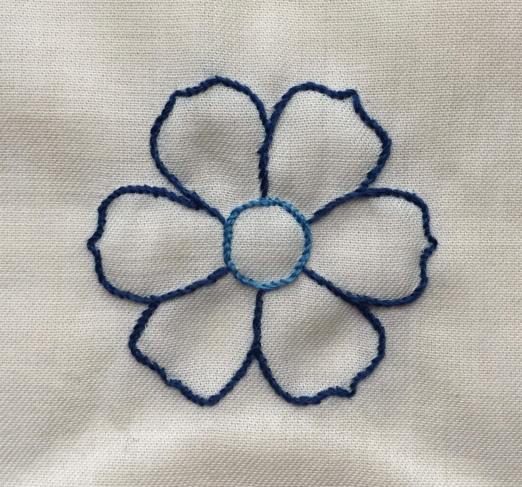 embroidered flower with stem stitch
