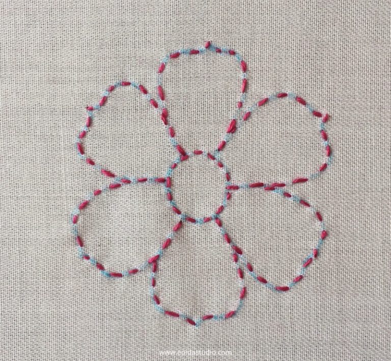 Stitching a motif with running stitch Epida Studio