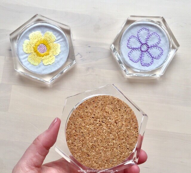 acrylic coasters with cork back