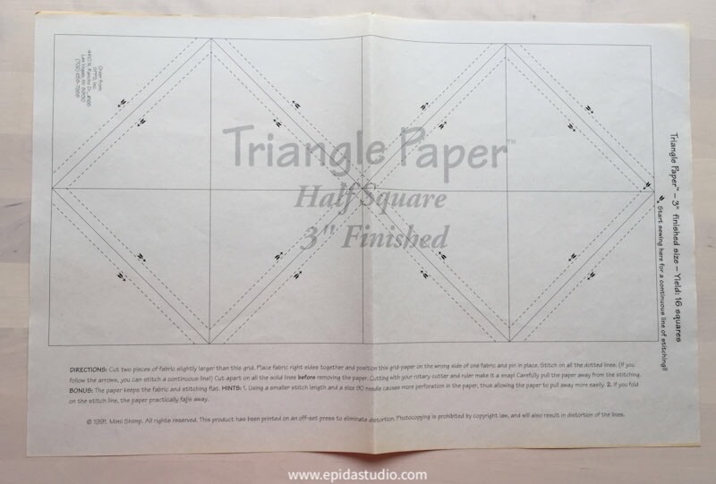 triangle paper for piecing half square triangles.