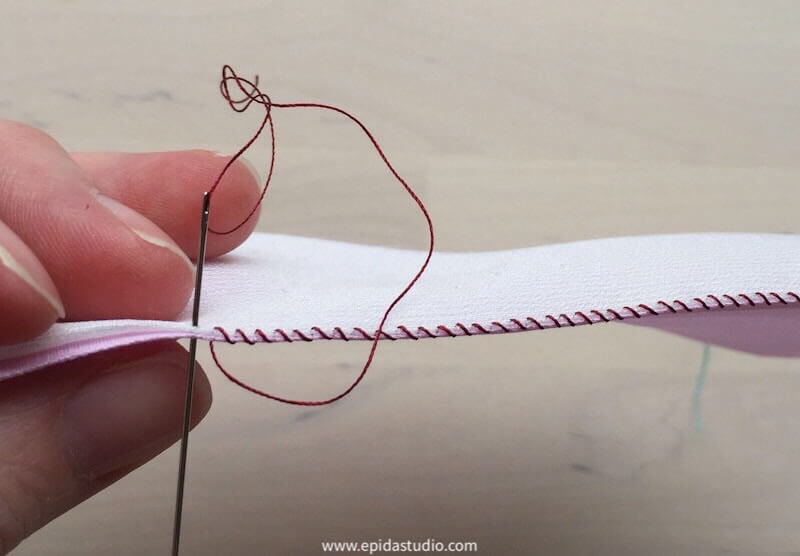 close up of overcast stitches