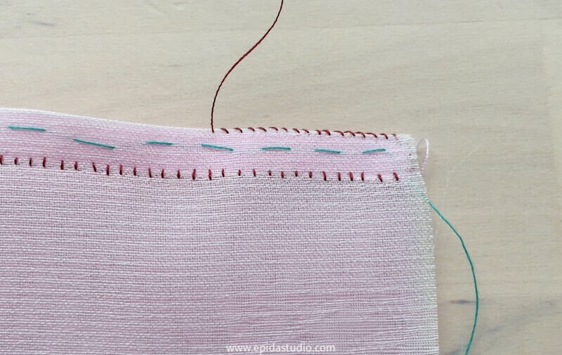 overcast stitching on a pojagi seam