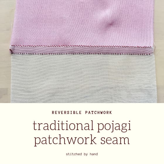 sample seam with title "traditional pojagi patchwrok seam"