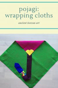 open pojagi with title "traditional Korean wrapping cloths"