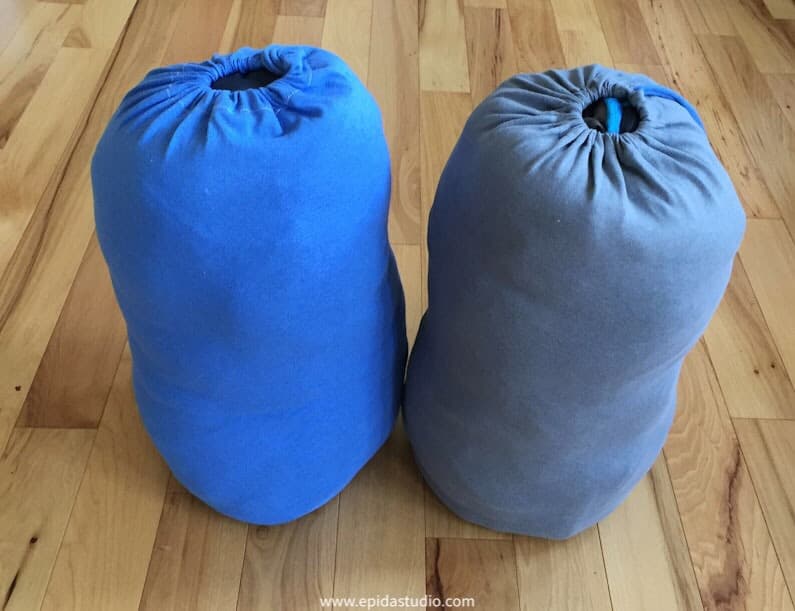 two large drawstring bags.