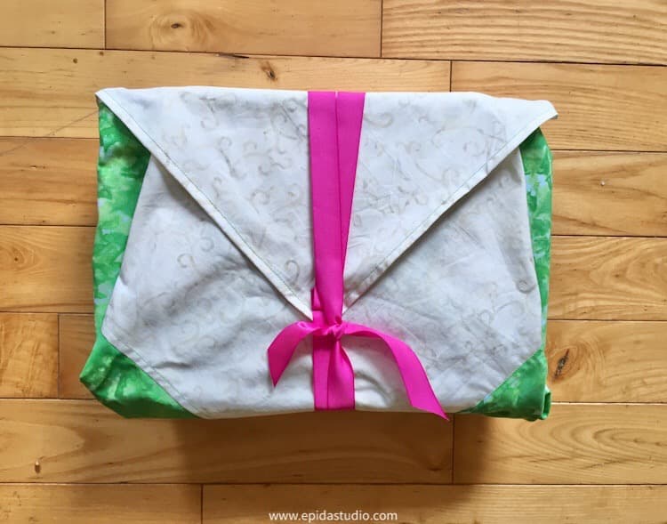 gift wrapped in wrapping cloth.