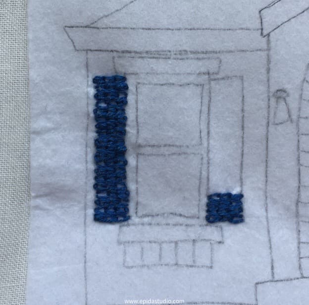 Chain stitch embroidery in progress