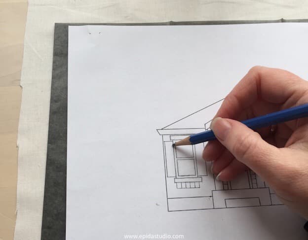 marking a pattern with carbon paper.