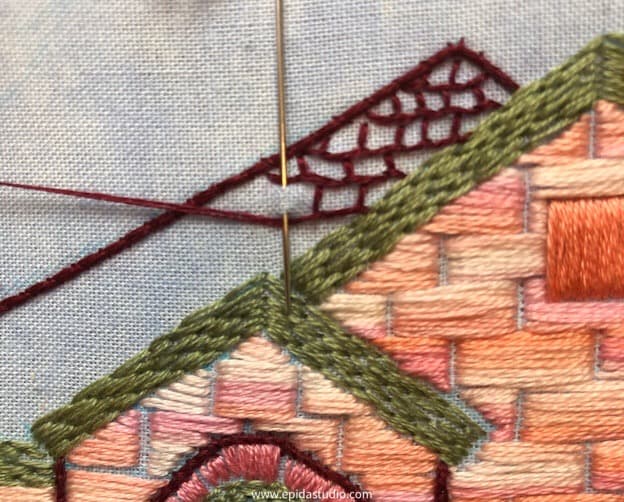 blanket stitch in progress.
