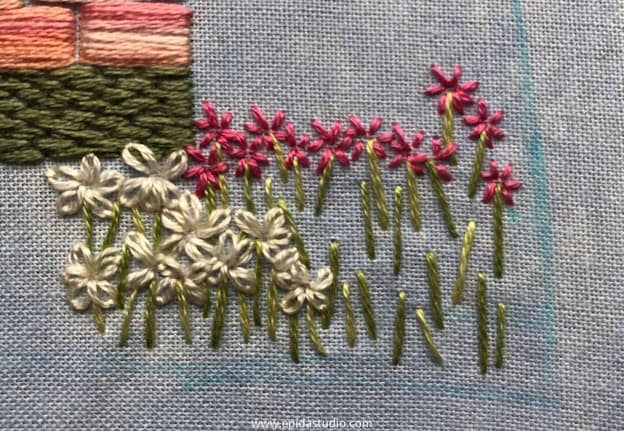 flower garden in house embroidery.