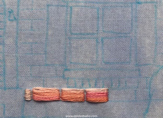 stitching bricks with satin stitch.