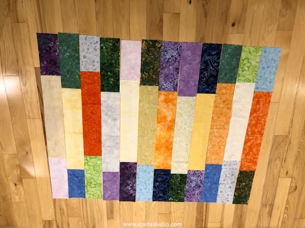 scrappy glimmer modern pojagi panel.