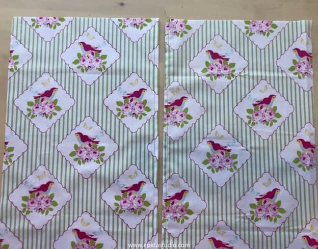 fabric panels for sewing a simple pillow cover.