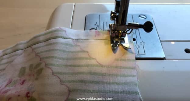 stitching the second side after the corner.