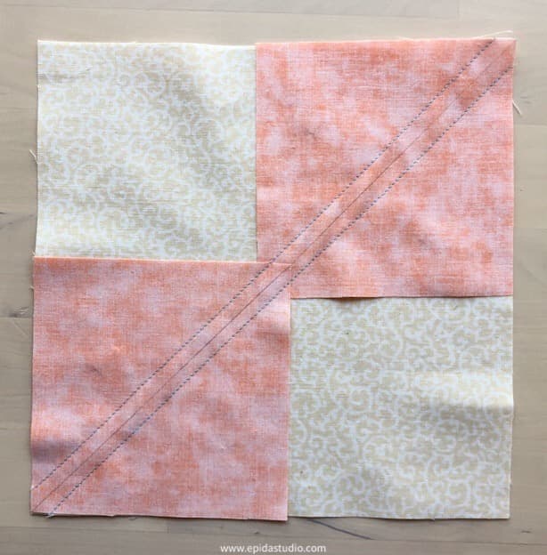 squares stitched for flying geese.