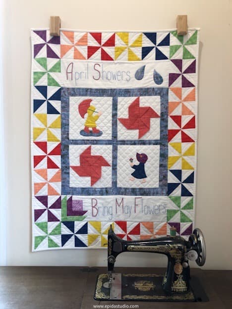 quilted spring wallhanging.