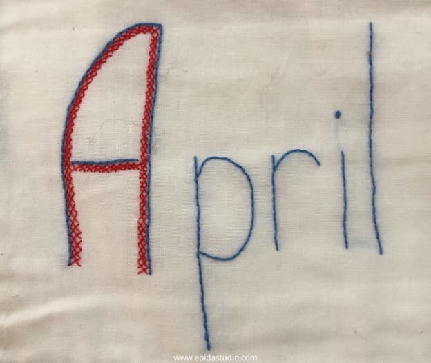 close up of embroidery.