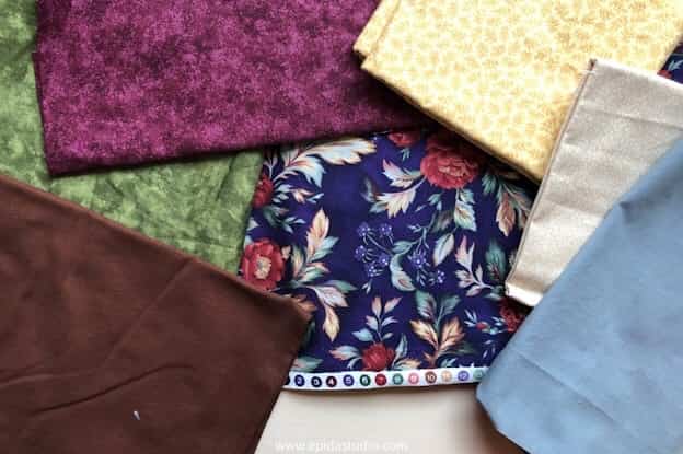 floral fabric with other coloured fabrics.