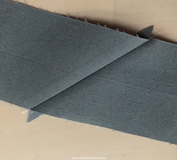 two strips joined with a diagonal seam.