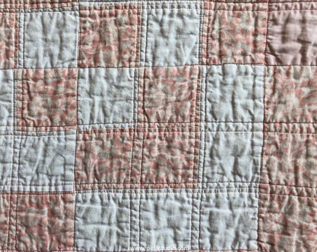 close up of walking foot quilting.