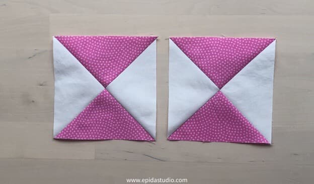 two quarter square triangle units.