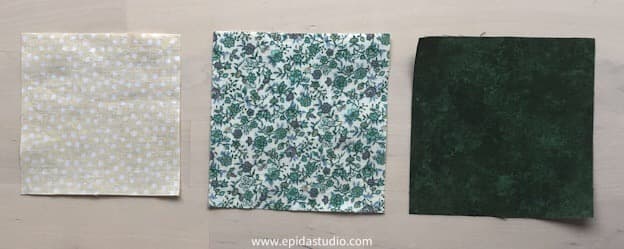 fabric squares for split half square triangles.