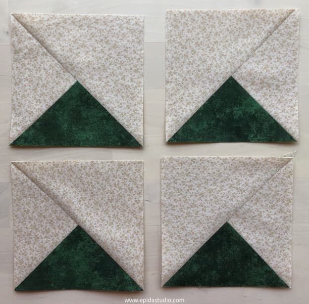 four split half square triangles.