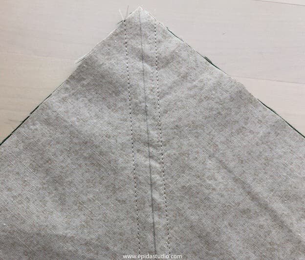 stitching 1/4" away from diagonal line.