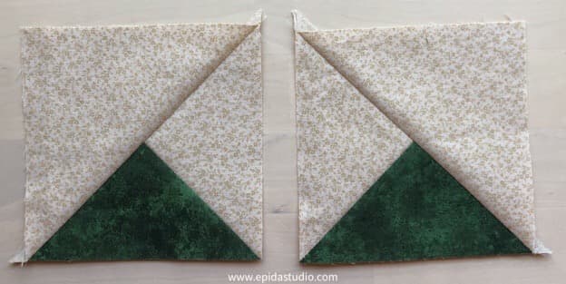 two split half square triangles.