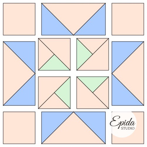 Martha Washington Star quilt block tutorial | Epida Studio