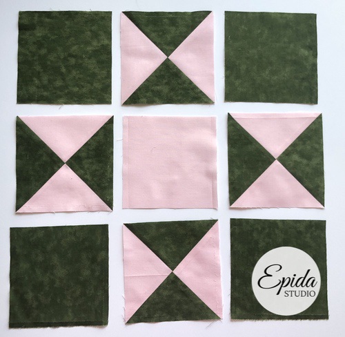 layout for Ohio star quilt block.