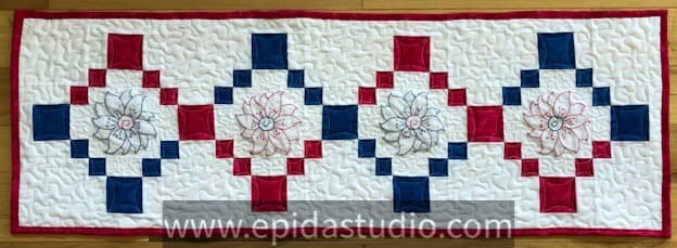Again @ Elegant Pink Rose Flower Embroidery Patch Braid Table Runner 132CM