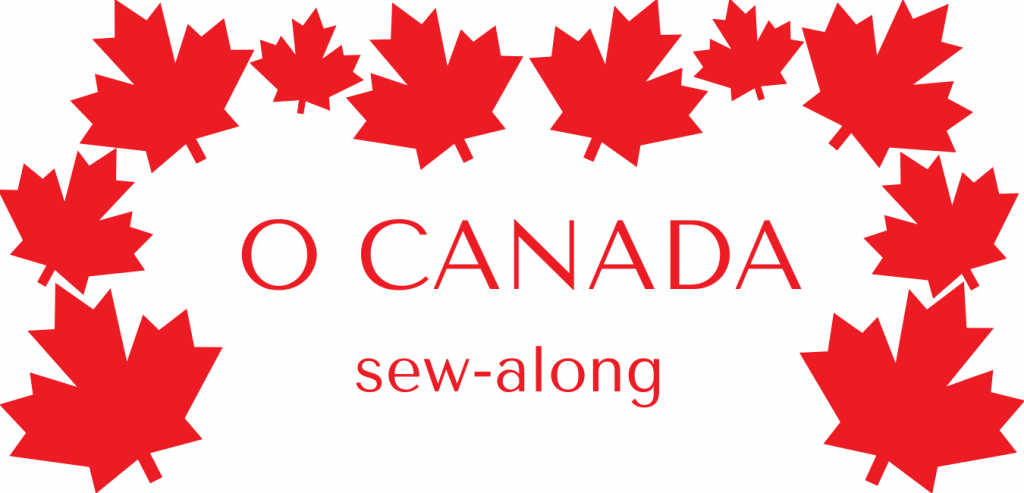 O Canada sew along banner with maple leaves.